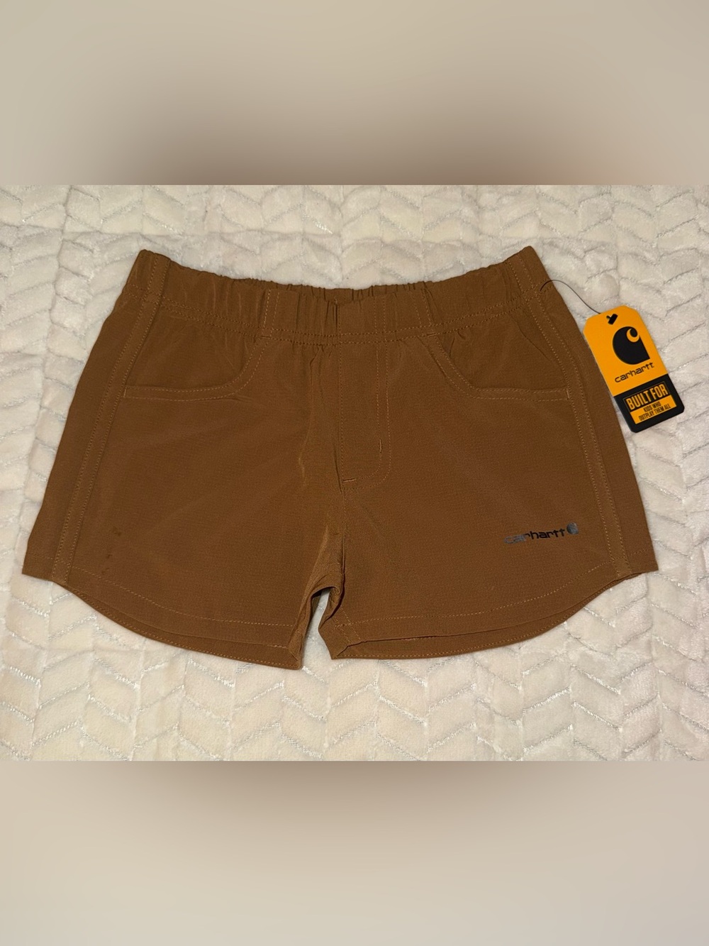 Carhartt Little Girls' Rugged Flex Ripstop Shorts in brown, size 6, NWT